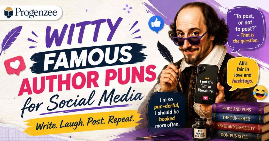Witty Famous Author Puns for Social Media